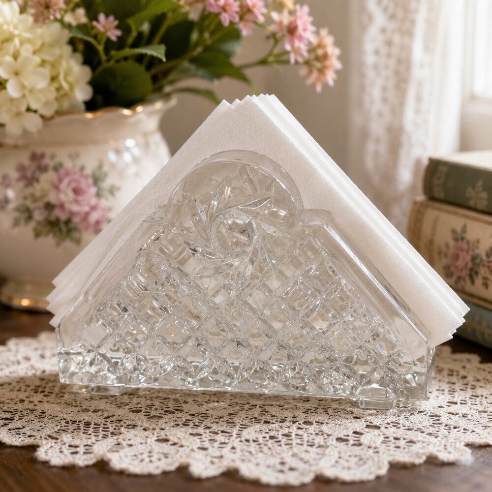 Marquis By Waterford Crystal Napkin Letter Holder Romantic Vanity Table Decor